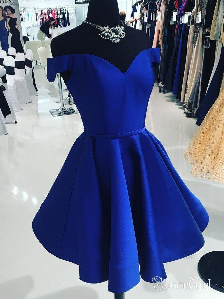 Off the Shoulder Homecoming Dresses Cheap Royal Blue Short Prom Dress ARD1318-SheerGirl