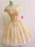 Off the Shoulder Homecoming Dresses Yellow Lace Short Homecoming Dress ARD1208-SheerGirl