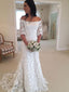 Vestidos de novia de novia de sirena de encaje con hombros descubiertos y medias mangas SWD0057 