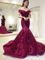 Off the Shoulder Long Mermaid Prom Dresses Beaded Lace Appliqued Quinceanera Dress APD3364