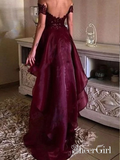 Off the Shoulder Maroon Prom Dresses Organza High Low Burgundy Prom Drsses ARD1199-SheerGirl