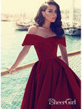 Off the Shoulder Maroon Prom Dresses Simple Cheap Long Prom Dresses ARD1342-SheerGirl