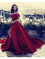 Off the Shoulder Maroon Prom Dresses Simple Cheap Long Prom Dresses ARD1342