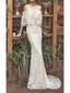 Off the Shoulder Mermaid Lace Wedding Dresses Vintage Rustic Wedding Dress AWD1151