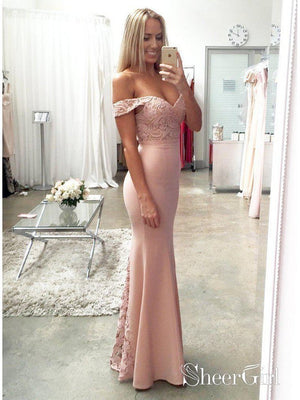 Off the Shoulder Mermaid Prom Dresses Sexy Cheap Formal Dresses apd2056-SheerGirl