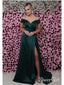 Off the Shoulder Mermaid Prom Dresses Sexy Thigh Split Green Formal Dresses ARD1341