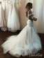 Svatební šaty pro mořská panna mimo rameno Vintage Levné svatební šaty AWD1500 