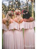 Off the Shoulder Mismatched Bridesmaid Dresses Blue Fitted Bridesmaid Dress PB10049-SheerGirl