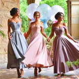 Off the Shoulder Pink Bridesmaid Dresses Cheap Maxi Long Bridesmaid Dress ARD1173-SheerGirl