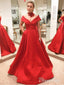 Off the Shoulder Red Prom Dresses with Pocket A Line Quinceanera Dress for Junior APD3385