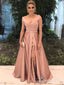Off the Shoulder Rhinestone Simple Prom Dresses with Slit Quinceanera Dress APD3341
