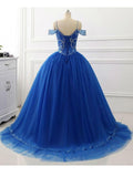 Off the Shoulder Royal Blue Quinceanera Dresses Beaded Prom Dress ARD1345-SheerGirl
