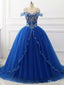 Off the Shoulder Royal Blue Quinceanera Dresses Beaded Prom Dress ARD1345