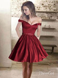 Off the Shoulder Satin Beaded Homecoming Dresses with Pocket apd2559-SheerGirl