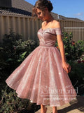 Off the Shoulder Short Homecoming Dresses Tea Length Formal Dress ARD2788-SheerGirl