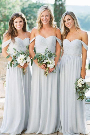 Off the Shoulder Silver Beach Bridesmaid Dresses Maternity Bridesmaid Dresses ARD1149-SheerGirl