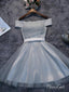 Off the Shoulder Silver Tulle Homecoming Dresses A Line Short Homecoming Dress ARD1514