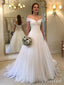 Off the Shoulder Simple Beach Wedding Dresses A Line Bridal Gown AWD1451
