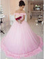 Off the Shoulder Vintage Pink Ball Gown Wedding Dresses apd2530