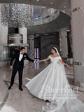 Off the Shoulder Vintage Wedding Dresses Beaded Luxury Wedding Dresses AWD1901-SheerGirl