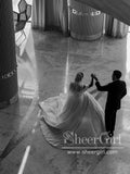 Off the Shoulder Vintage Wedding Dresses Beaded Luxury Wedding Dresses AWD1901-SheerGirl