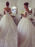 Off the Shoulder Vintage Wedding Dresses Lace Princess Ball Gown Wedding Dresses AWD1071-SheerGirl
