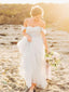 Bílé plážové svatební šaty mimo rameno Tylové letní svatební šaty AWD1127 