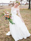 Bílé venkovské svatební šaty s polovičním rukávem plážové svatební šaty AWD1123 