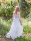 Off the Shoulder White Wedding Dresses with Sleeves See Through Beach Wedding Dress AWD1208