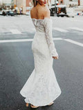 Off the shoulder Vintage Lace Wedding Dresses Mermaid Beach Bridal Dresses APD2803-SheerGirl