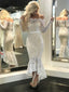 Přes rameno Vintage krajkové svatební šaty Svatební šaty mořské panny APD2803 