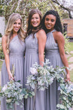 One Shoulder Grey Bridesmaid Dresses Plus Size Cheap Long Bridesmaid Dresses ARD1135-SheerGirl