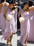 One Shoulder Lilac Bridesmaid Dresses with Slit Plus Size Bridesmaid Dress ARD1174-SheerGirl