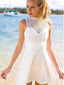 Open Back Ivory lace Top Mini Short Homecoming Dresses,apd2600