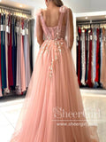 Organza Flowers See Through Bodice Prom Dress High Slit Tulle Party Dress ARD2858-SheerGirl