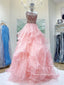Organza with Beaded Bodice Single Shoulder Tiered Prom Dress,Pageant Dress,ARD2719