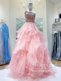 Organza with Beaded Bodice Single Shoulder Tiered Prom Dress,Pageant Dress,ARD2719-SheerGirl