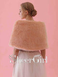 Peach Bridal Bolero Faux Fur Wedding Wraps WJ0013-SheerGirl