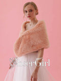 Peach Bridal Bolero Faux Fur Wedding Wraps WJ0013-SheerGirl