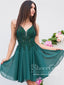 Paví zelené krajkové šaty pro návrat domů šifon s výstřihem do V Krátké plesové šaty ARD2839 