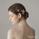 Pearl and Crystal Sprig Gold Hairpins Set ACC1136-SheerGirl