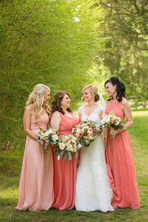 Pin Mismatched Bridesmaid Dresses Long Chiffon Watermelon Red Bridesmaid Dresses ARD1139-SheerGirl