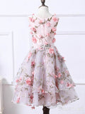 Pink 3D Floral Homecoming Dresses Cute Hoco Dress ARD1934-SheerGirl