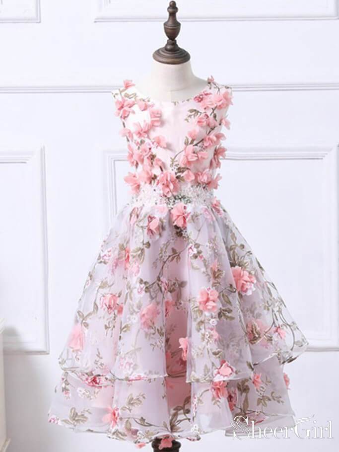 Pink 3D Floral Homecoming Dresses Cute Hoco Dress ARD1934-SheerGirl