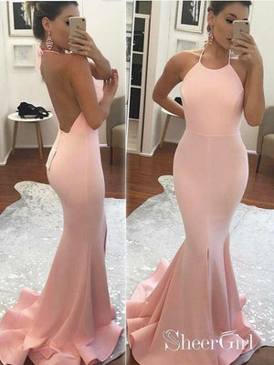 Pink Backless Sexy Mermaid Cheap Prom Dresses APD2857-SheerGirl