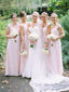 Pink Bridesamid Dresses Lace Top Chiffon Long Cheap Bridesmaid Dresses ARD1150