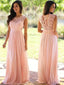 Pink Bridesmaid Dresses Lace Top Long Chiffon Wedding Guest Dresses ARD1186
