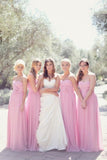 Pink Bridesmaid Dresses Sweetheart Neck Flower Chiffon Long Bridesmaid Dresses ARD1138-SheerGirl