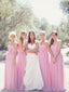 Pink Bridesmaid Dresses Sweetheart Neck Flower Chiffon Long Bridesmaid Dresses ARD1138