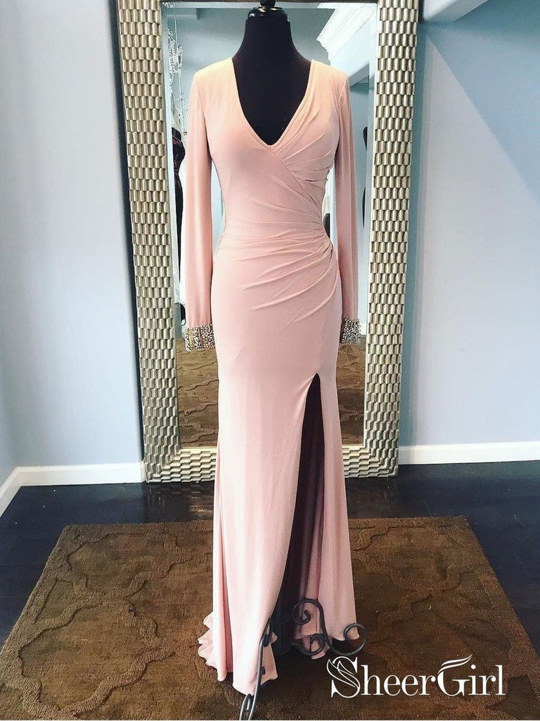 Pink Formal Dresses Long Sleeve Modest Mother of The Bride Dresses APD3443 Pink Formal Dresses Long Sleeve Modest Mother of The Bride Dresses APD3443